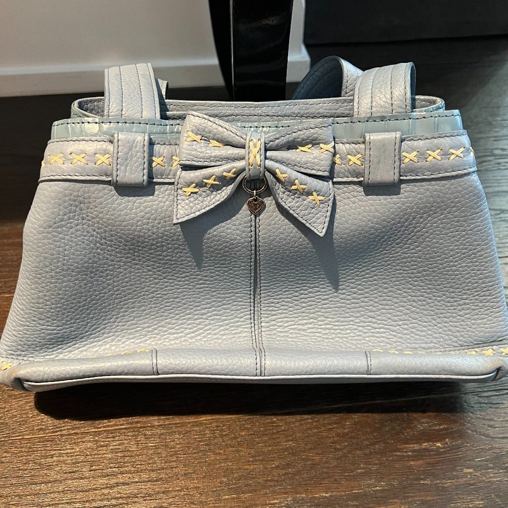 Light Blue Leather Brighton Purse with bow